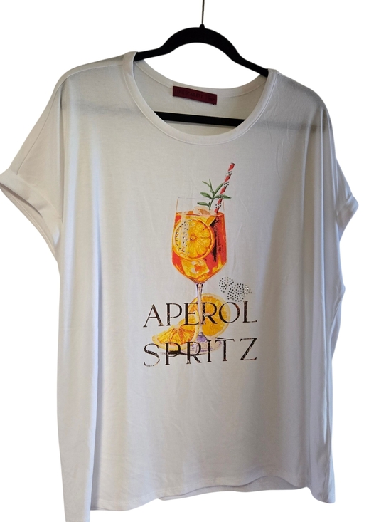 love scarlett Tops - White 'Aperol Spritz' Graphic Short Sleeve Tee